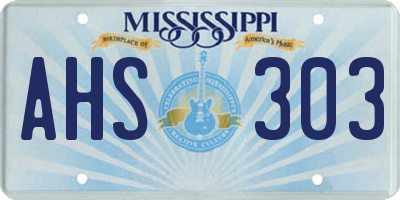 MS license plate AHS303
