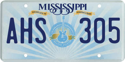 MS license plate AHS305
