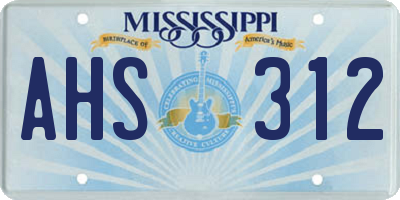 MS license plate AHS312