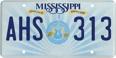 MS license plate AHS313