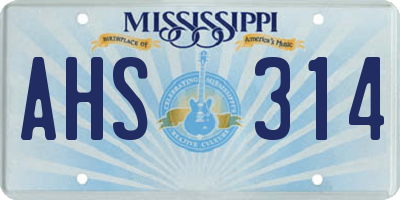 MS license plate AHS314