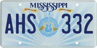 MS license plate AHS332