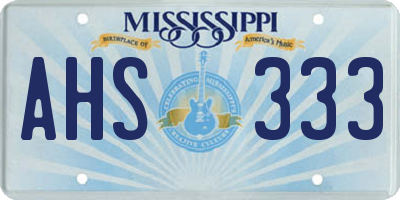 MS license plate AHS333