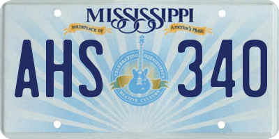 MS license plate AHS340