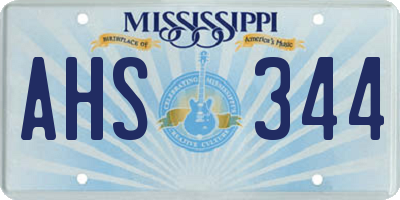 MS license plate AHS344
