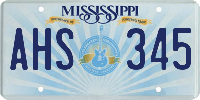 MS license plate AHS345