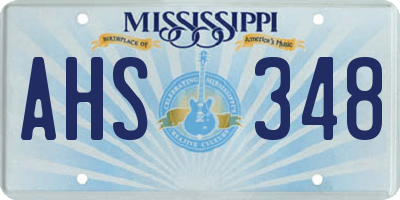 MS license plate AHS348
