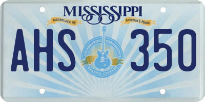 MS license plate AHS350