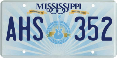 MS license plate AHS352