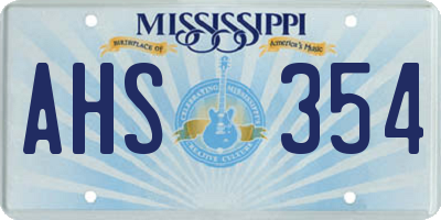 MS license plate AHS354