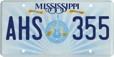 MS license plate AHS355