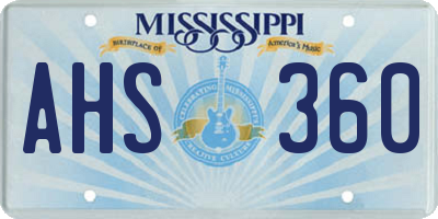 MS license plate AHS360