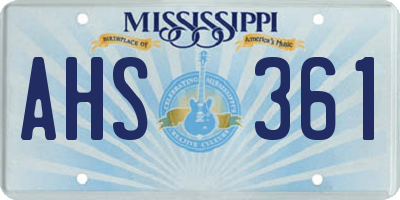 MS license plate AHS361