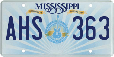 MS license plate AHS363