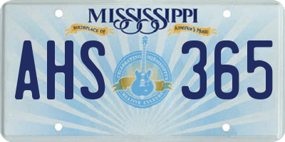 MS license plate AHS365
