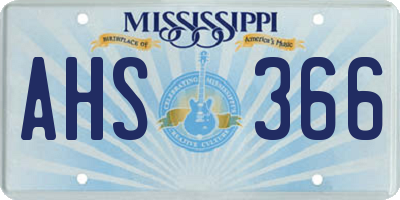 MS license plate AHS366