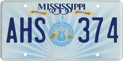 MS license plate AHS374