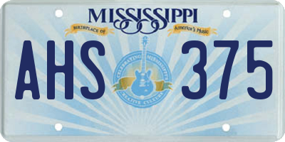 MS license plate AHS375