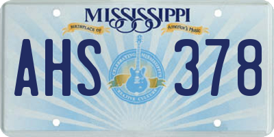 MS license plate AHS378