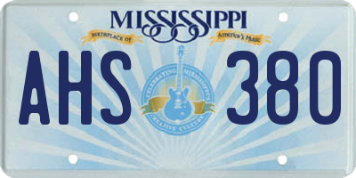 MS license plate AHS380