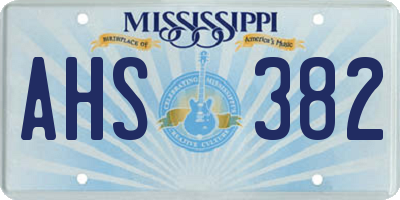 MS license plate AHS382