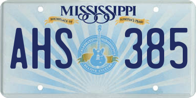 MS license plate AHS385