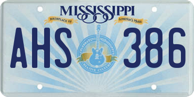 MS license plate AHS386