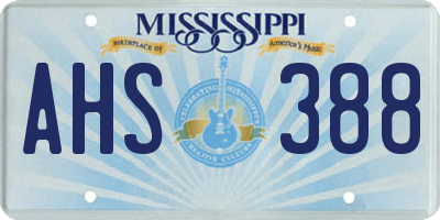 MS license plate AHS388