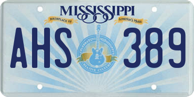 MS license plate AHS389