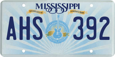 MS license plate AHS392