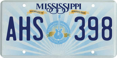 MS license plate AHS398
