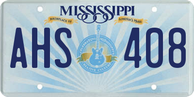 MS license plate AHS408