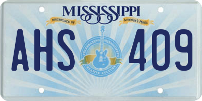 MS license plate AHS409