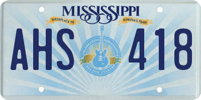 MS license plate AHS418