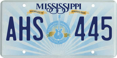 MS license plate AHS445