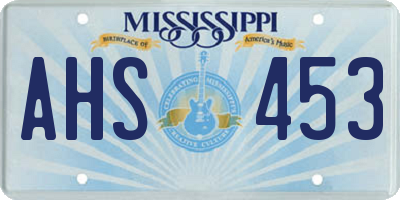 MS license plate AHS453