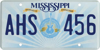 MS license plate AHS456