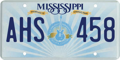 MS license plate AHS458