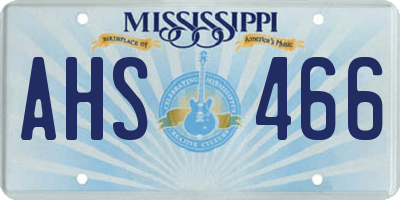 MS license plate AHS466