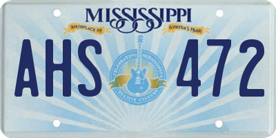 MS license plate AHS472