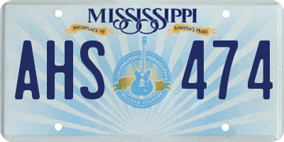 MS license plate AHS474