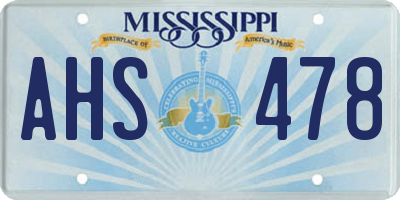 MS license plate AHS478