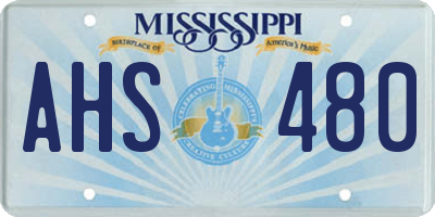 MS license plate AHS480