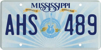 MS license plate AHS489