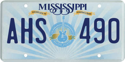 MS license plate AHS490