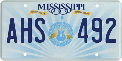 MS license plate AHS492