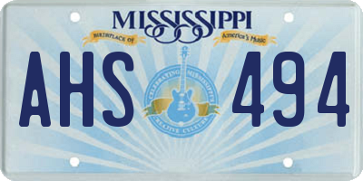 MS license plate AHS494