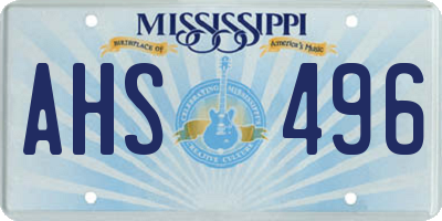 MS license plate AHS496