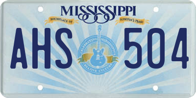 MS license plate AHS504