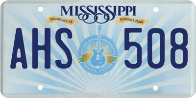 MS license plate AHS508
